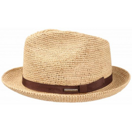 Chapeau Porkpie Mitchell Raffia Stetson - Marron