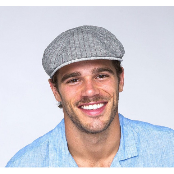 Grey Linen Lipsey Flat Cap - Bailey