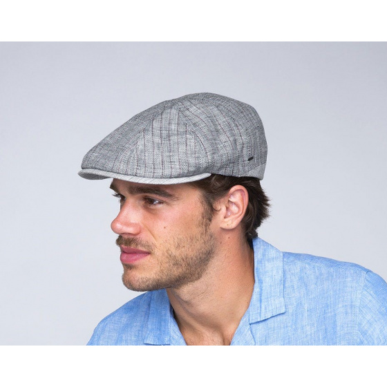 Grey Linen Lipsey Flat Cap - Bailey