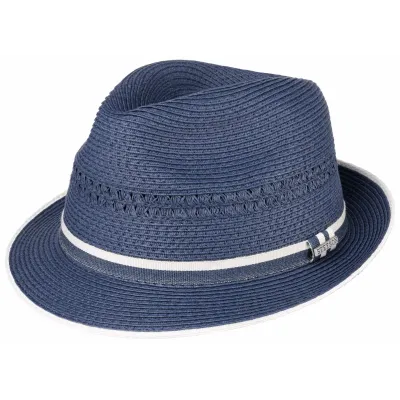 Chapeau Trilby Magellan effet paille bleu - Stetson