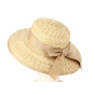 Hepburn Natural Straw Wide-Brimmed Hat with Beige Ribbon - Fléchet