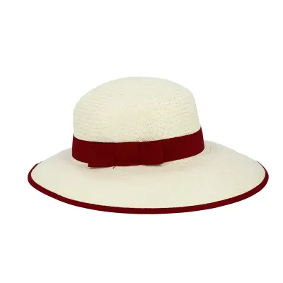 Capeline Panama Paille Naturelle & Rouge - Traclet Reference : 11797 | Chapellerie Traclet