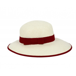 Natural & Red Straw Panama Capeline - Traclet