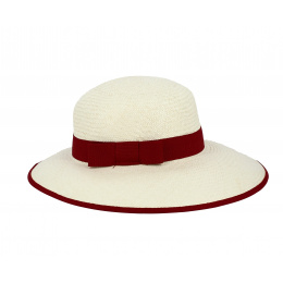 Natural Straw & Red Panama Wide Brim Hat - Traclet