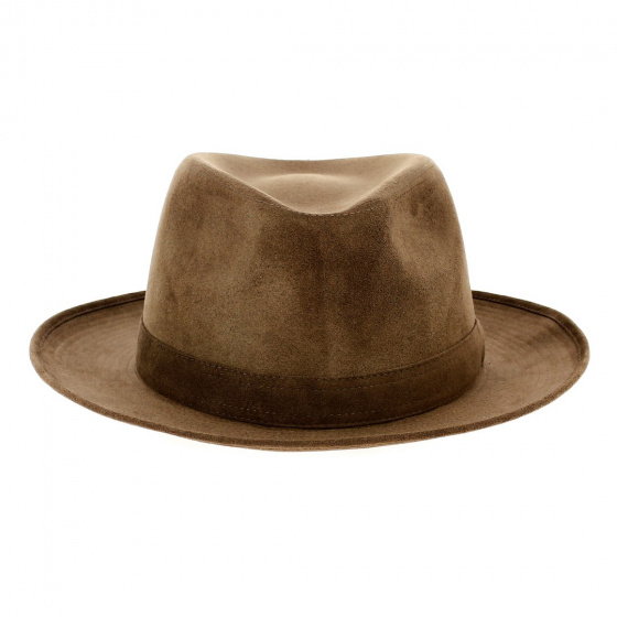 Hazelnut Alcantara Homburg Hat - Crambes