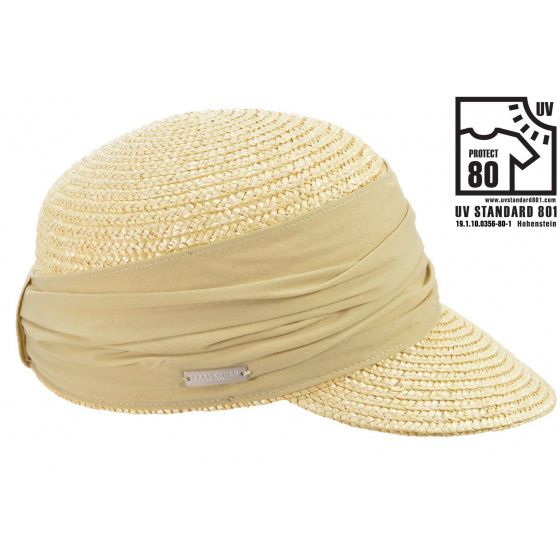 Natural Straw Cap in Linen Color - Seeberger