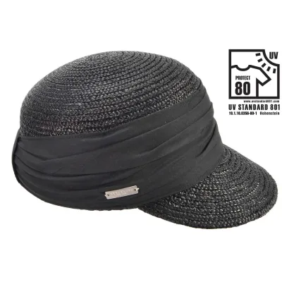 Casquette Paille Naturelle noir - Seeberger Reference : 11889 | Chapellerie Traclet