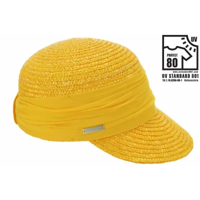 Casquette Paille Naturelle Jaune Amber - Seeberger Reference : 6967 | Chapellerie Traclet