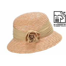 Calvi Rose Natural Straw Cloche Hat - Seeberger