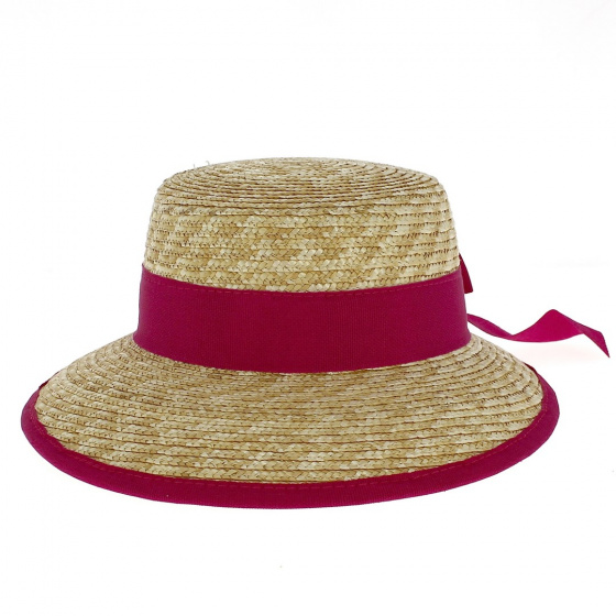 Casquette Visière Cézanne Paille Naturelle Fushia- Fléchet Casquette Visière Cézanne Paille Naturelle Fushia- Fléchet