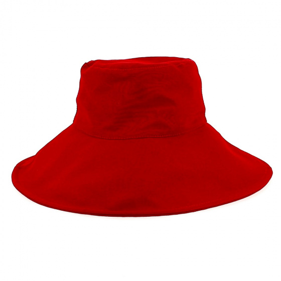 Red Cotton Wide Brim Sun Hat - Fléchet