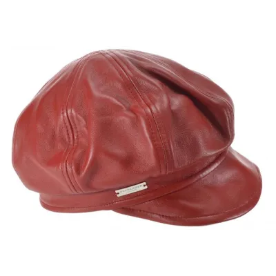 leather newsboy cap - Red Leather Newsboy Cap - Seeberger Reference: 11922 | Chapellerie Traclet