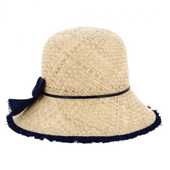 Christina Raffia Straw Cloche Hat - Traclet