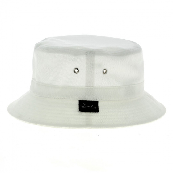 Davos White Cotton Bucket Hat - Crambes