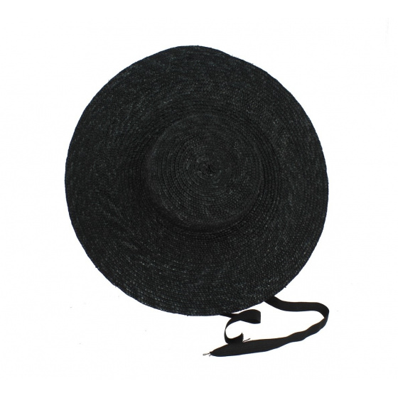 Black Straw Wide-Brimmed Hat - Sainte-Maxime - Traclet