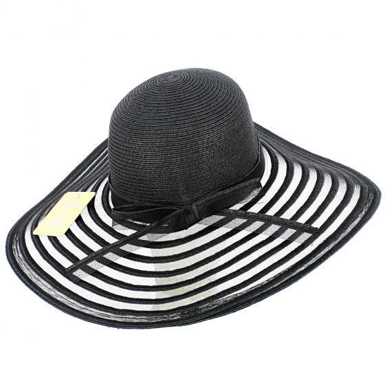 Santia Elegancia Black Wide-Brimmed Hat - Traclet