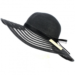 Santia Elegancia Black Wide-Brimmed Hat - Traclet