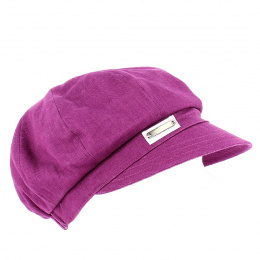Limited Edition Linen Newsboy Cap in Cassis - MTM