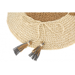 Valeille Straw Capeline Beige & Grey Paper- Traclet