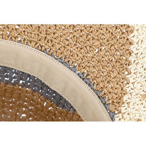 Valeille Foldable Paper Straw Wide-Brimmed Hat Beige & Gray - Traclet Valeille Foldable Paper Straw Wide-Brimmed Hat Beige & Gray - Traclet