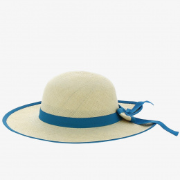 Caroll Panama Sky Blue Wide-Brimmed Hat - Traclet