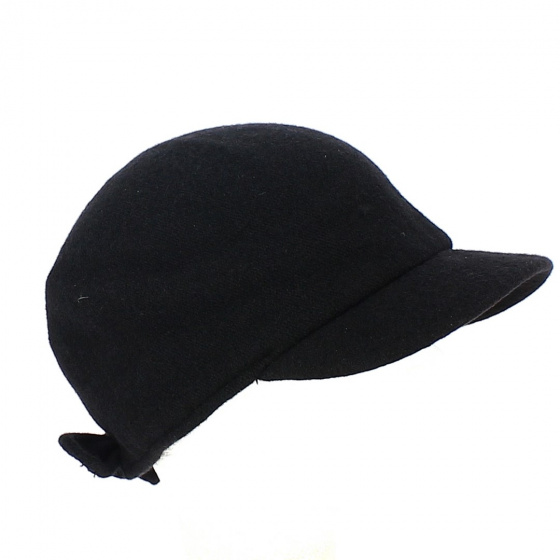 Black Wool Melania Newsboy Cap - Traclet