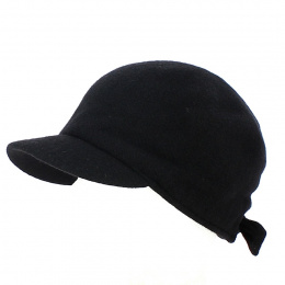 Black Wool Melania Newsboy Cap - Traclet