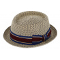 PorkPie Palermo Beige & Navy Paper Hat - Traclet