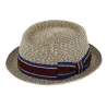Chapeau PorkPie Palerme Papier Beige & Marine - Traclet