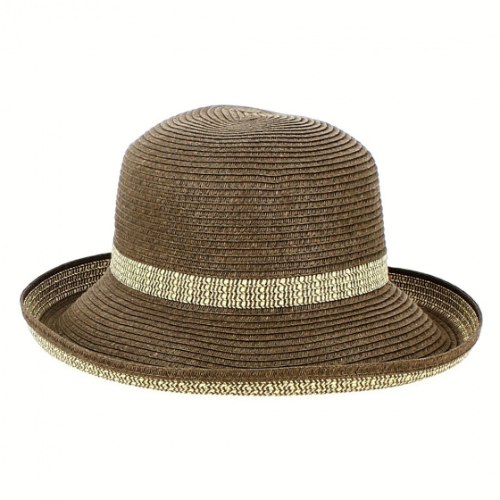 Chapeau Breton Femme Très Chic Marron & Ivoire Indice UPF 50+ - Emthunzini Hats