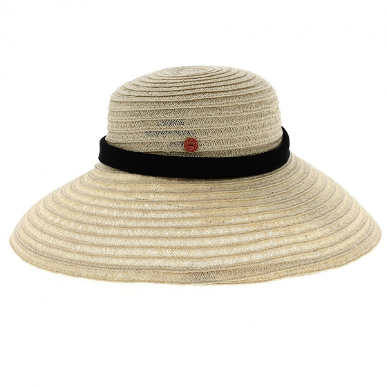 Andrea Hemp & Cotton Beige Wide Brim Hat - Mayser