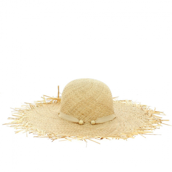 Wide-Brimmed Natural Straw Hat Daisie - Traclet