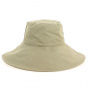 Large Brim Beige Cotton Capeline Hat - Fléchet