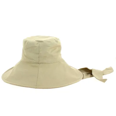 Large Brim Beige Cotton Capeline Hat - Fléchet Reference: 12182 | Traclet Hat Shop