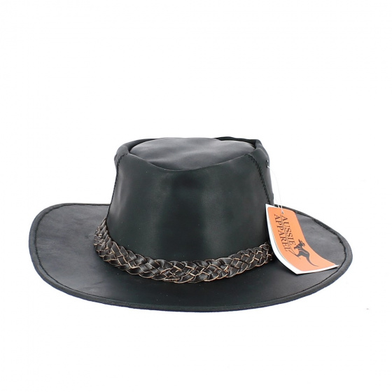 Traveller Hat Bandjo Black Leather - Aussie Apparel Traveller Hat Bandjo Black Leather - Aussie Apparel