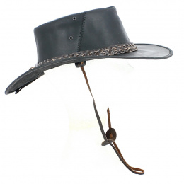 Bandjo Traveller Hat Black Leather - Aussie Apparel