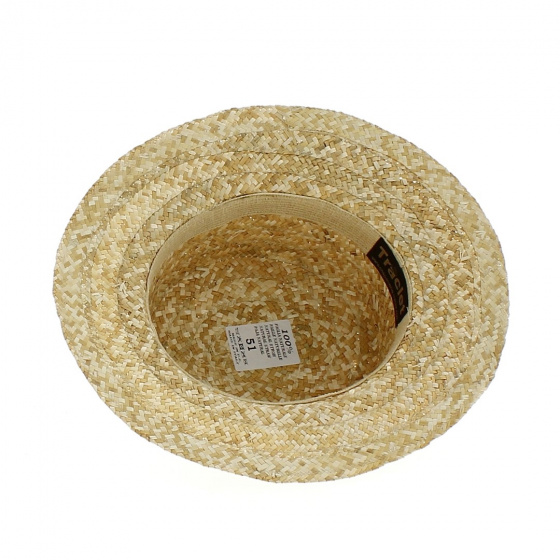 Kids Simple Natural Straw Boater Hat - Traclet