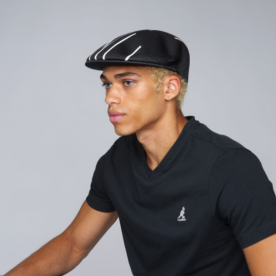 Stripe X-TOP 504 Black Flat Cap - Kangol