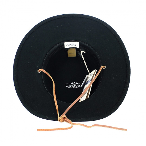 Black Conner Felt Wide Brim Hat - Traclet