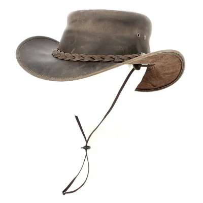 Brown Braided Leather Traveller Hat - Traclet Reference: 12288 | Chapellerie Traclet
