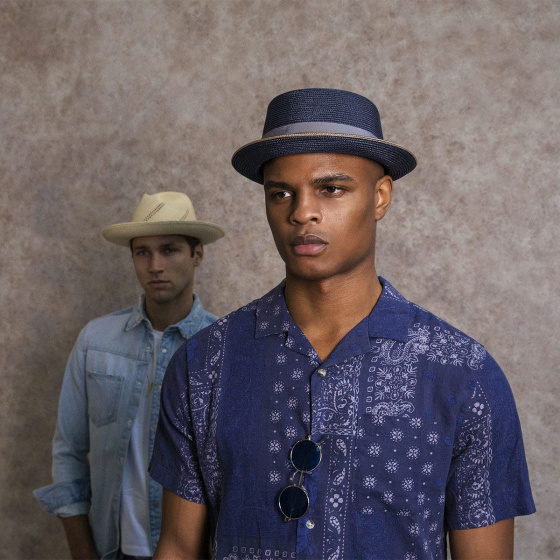 Navy Blue Porkpie Carver Hat - Bailey