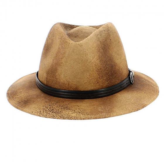 Chapeau Fedora Kalo Imitation Cuir Marron - Traclet