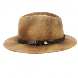 Kalo Faux Leather Brown Fedora Hat - Traclet