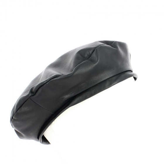 Black Leather Nappa Beret - Traclet