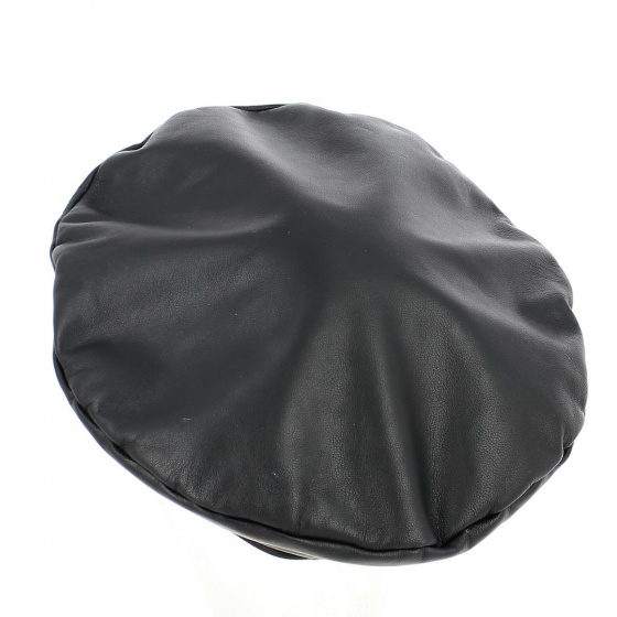 Black Leather Nappa Beret - Traclet