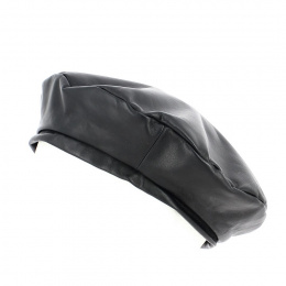 Black Leather Nappa Beret - Traclet