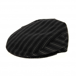 Flat black striped cap 100% cotton