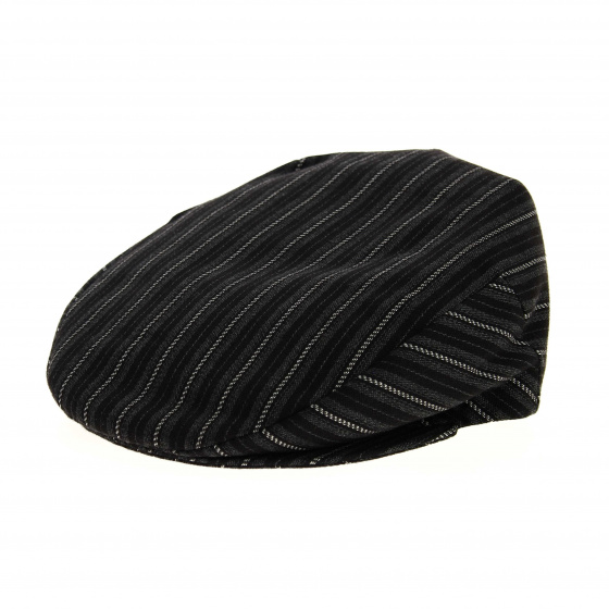 Casquette plate noir rayé 100% coton