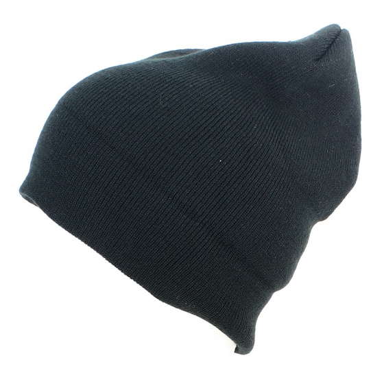 Black Acrylic Wind Cuffed Beanie - Atlantis