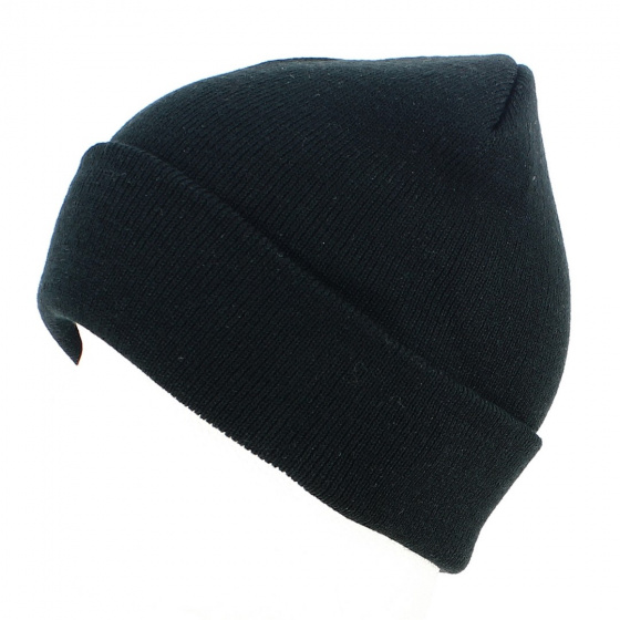 Black Acrylic Wind Cuffed Beanie - Atlantis